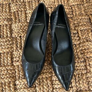 Jeffrey Campbell Croc Embossed Pumps Black 7.5 NWOT